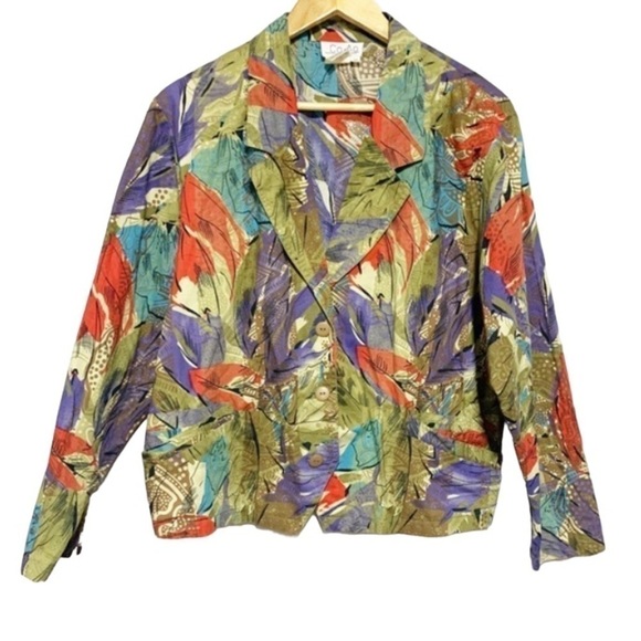 VINTAGE Como Diffusion Cotton with Abstract Pattern Blazer Size 12 - Picture 1 of 12